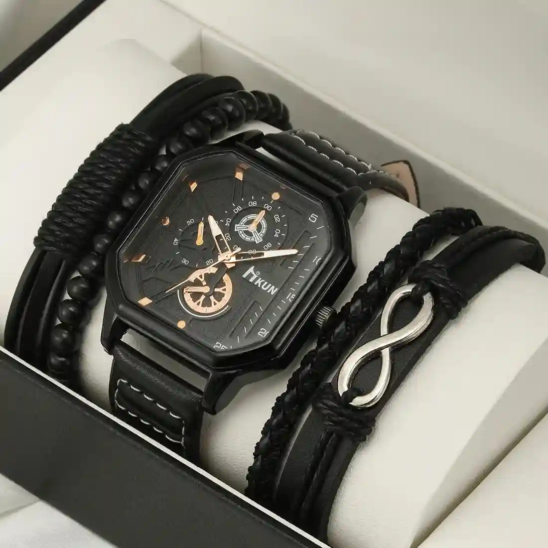 Fashion New Square Dial Leather Band Casual Men Watch