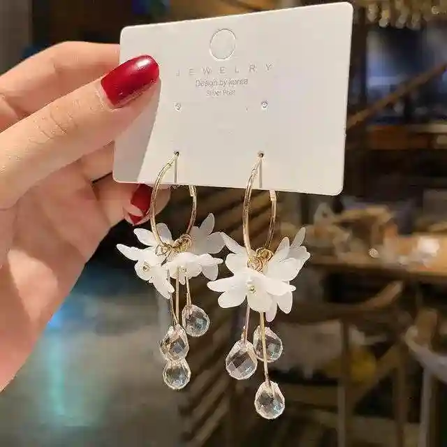 Hot Sell High-quality Super Fairy Earrings Korean Crystal Flower Pearl Earrings
